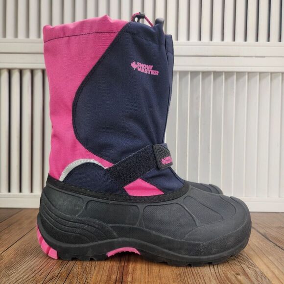 Kamik Snow Master Snowshell Big Kids Sz 6 Navy Blue Pink Waterproof Winter Boots - Picture 1 of 11